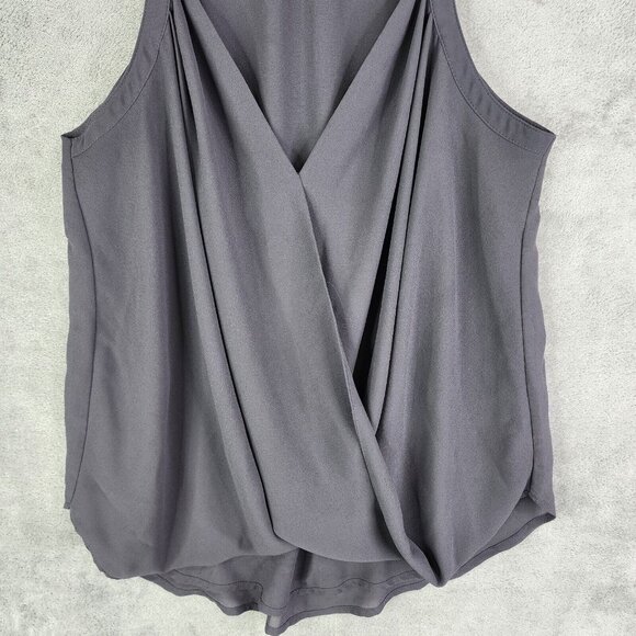 Womens Gray Dainty Hooligan Wrap Front Cami Tank Top V Neck Size L - Picture 3 of 13